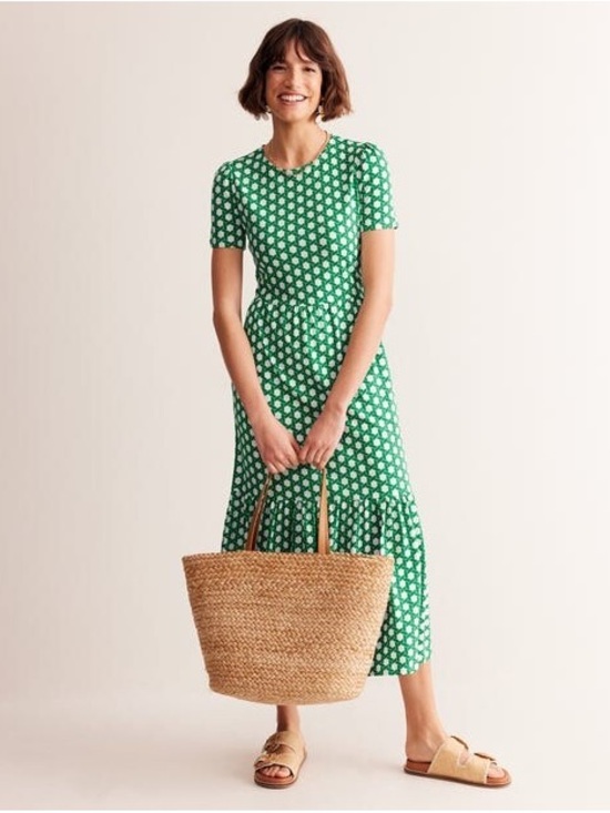 Boden Dresses & Skirts - Boden Emma Tiered Jersey Green Short-Sleeve with pockets